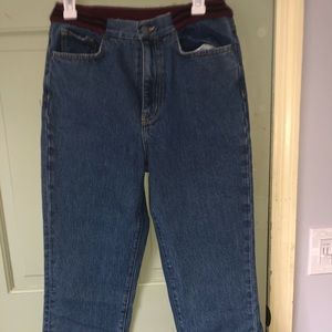 Lf wide leg jeans with maroon striped detailing